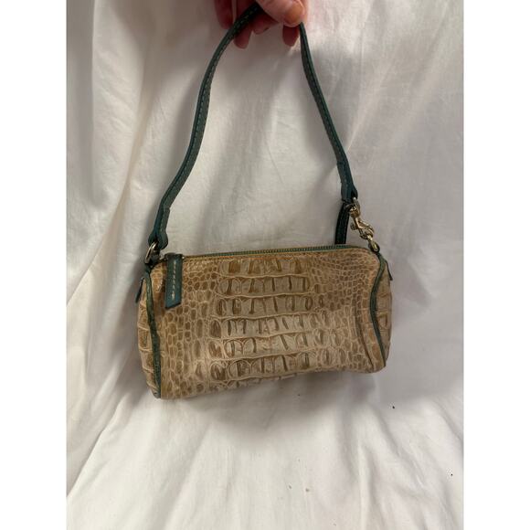 Dooney & Bourke Tan Teal Vintage Barrel Embossed Leather Bag GS - Picture 2 of 8